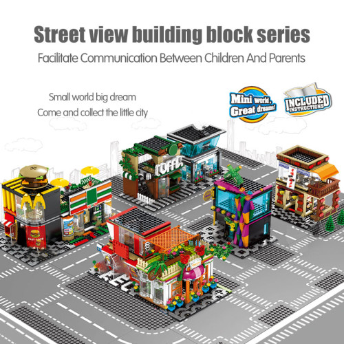 SEMBO 601017-21 House Food Shop Retail Store Cafe Restaurant KTV Bricks Kids Toy City street scene