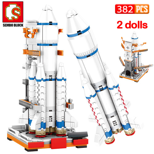 SEMBO Creator Aerospace Launcher Rocket Model Building Blocks City Technic Space Astronaut Figure Bricks Gift Toys For Children