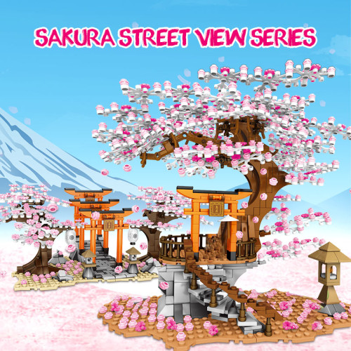 SEMBO 601076 Cherry Blossom Season Street View
