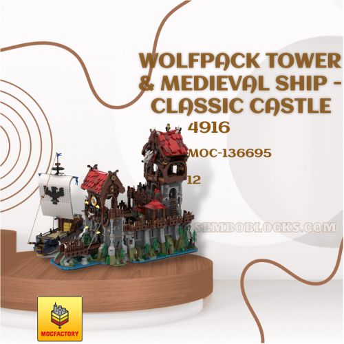 MOC Factory 136695 Modular Building Wolfpack Tower &amp; Medieval Ship - Classic Castle