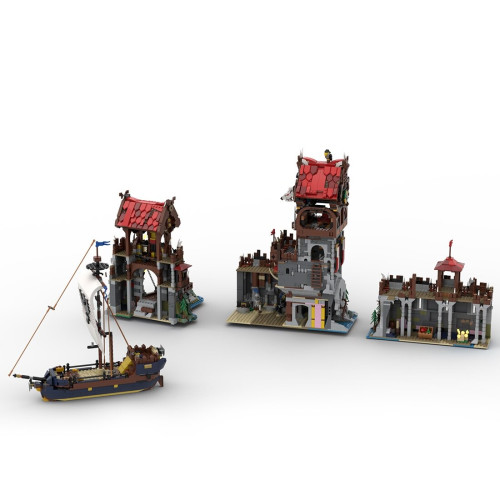 MOC Factory 136695 Modular Building Wolfpack Tower &amp; Medieval Ship - Classic Castle