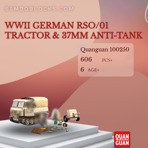 QUANGUAN 100250 Military WWII German RSO/01 Tractor &amp; 37mm Anti-Tank
