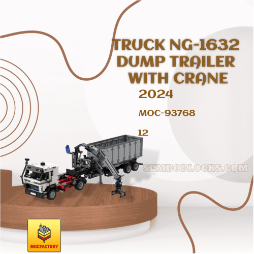 MOC Factory 93768 Technician Truck NG-1632 Dump Trailer with Crane